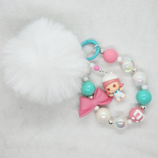 Authentic POPMART Molly Bean handmade painted beads and furball, phone charm Kawaii Japan,Christmas Gift