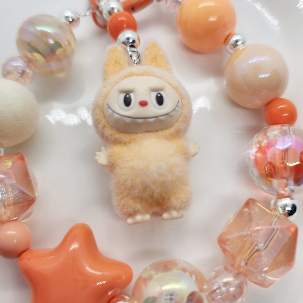 Labubu The Monsters POPMART Bean! one-of-a-kind high quality beads - keychain or phone charm, furry | Macaron | Christmas Gift