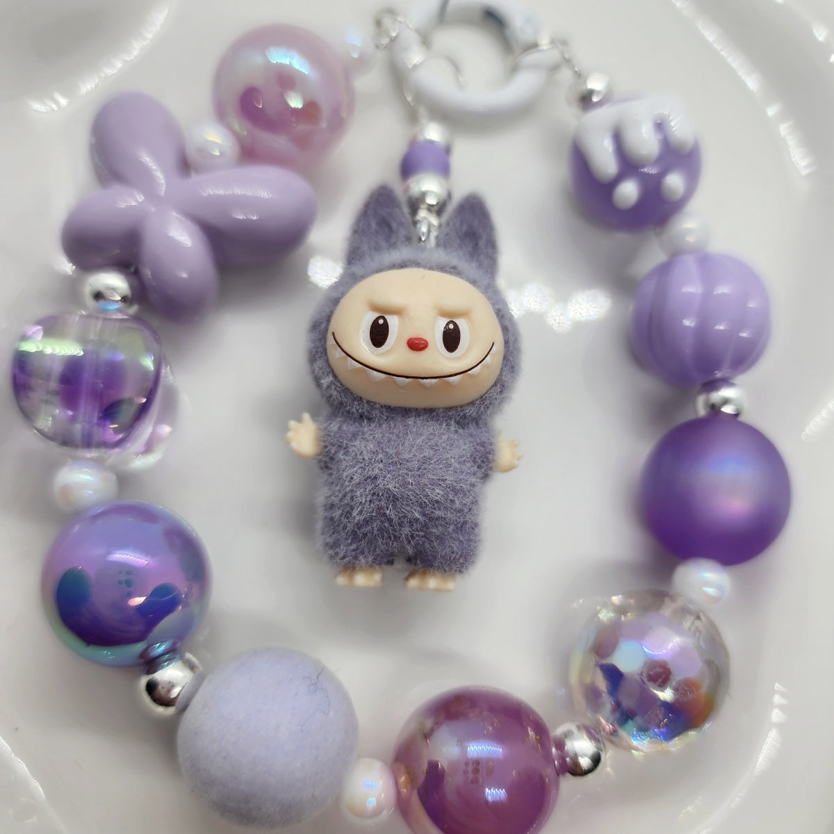 Labubu The Monsters POPMART Bean! one-of-a-kind high quality beads - keychain or phone charm, furry | Macaron | Christmas Gift