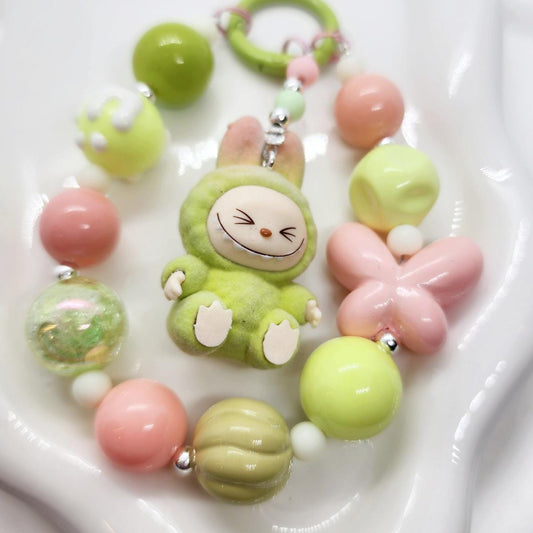 Exclusive * Labubu The Monsters short fur Bean! one-of-a-kind handmade - keychain or phone charm, Christmas Gift,